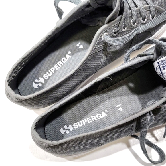 SUPERGA Low Top Platform Sneakers Grey Lace Up Unisex Size Womens 9.5 Men 8 US - Picture 11 of 12
